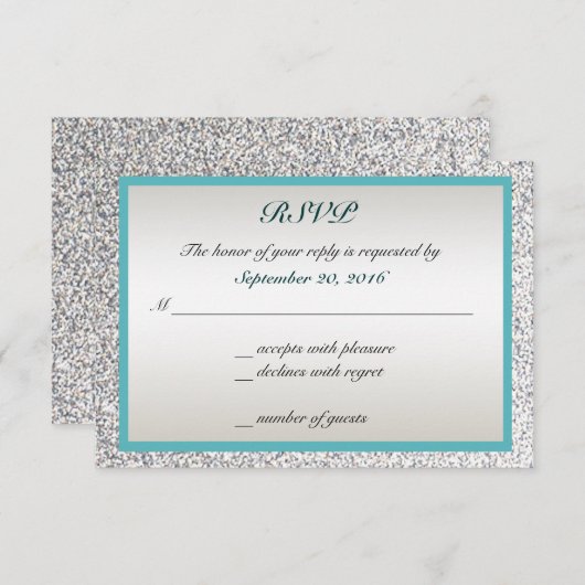 Elegante Glitter Wedding RSVP (Voorkant / Achterkant)