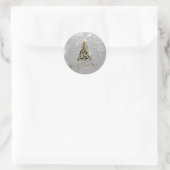 Elegante Glitter Zilver Kerstboom Ronde Sticker (Tas)