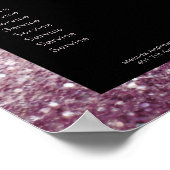 Elegante Glitter Zilver Paarse Prijslijst Poster (Hoek)