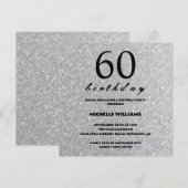 Elegante Glitter Zilveren Kalligrafie Verjaardag (Voorkant / Achterkant)