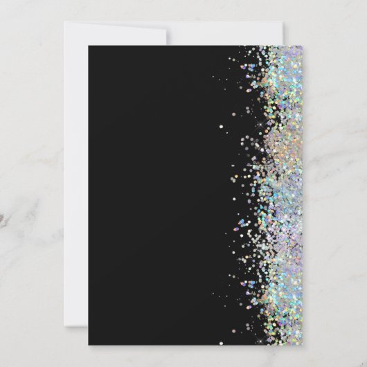 Elegante Glitter Zwart 80ste Verjaardagsfeestje Kaart (Achterkant)