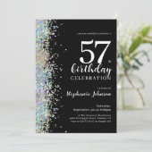 Elegante Glitter Zwart Alle Leeftijd Verjaardagsfe Kaart (Staand voorkant)