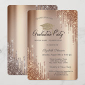 Elegante Glitterdruppels, Afstudeerhoed Afstuderen Kaart (Voorkant / Achterkant)