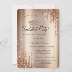 Elegante Glitterdruppels, Afstudeerhoed Afstuderen Kaart