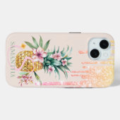 Elegante Glitterdruppels Bloemig Ananas Case-Mate iPhone Case (Achterkant (horizontaal))