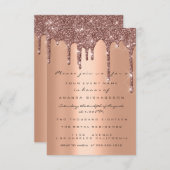 Elegante Glitterdruppels Roze Goud Bruids Sweet 16 Kaart (Voorkant / Achterkant)