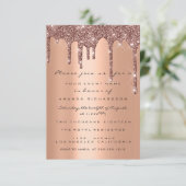 Elegante Glitterdruppels Roze Goud  Bruids Sweet 1 Kaart (Staand voorkant)