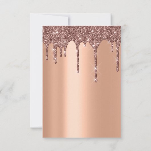 Elegante Glitterdruppels Roze Goud  Bruids Sweet 1 Kaart (Achterkant)