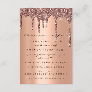 Elegante Glitterdruppels Roze Goud  Bruids Sweet 1 Kaart