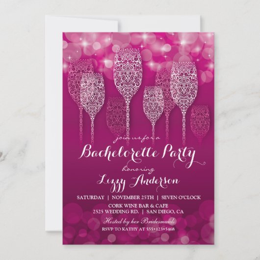 Elegante Glitterende Lichten Bachelorette Uitnodig Kaart (Voorkant)