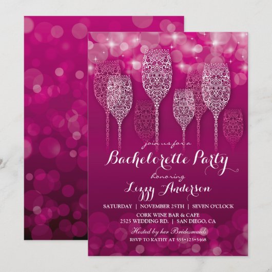 Elegante Glitterende Lichten Bachelorette Uitnodig Kaart (Voorkant / Achterkant)