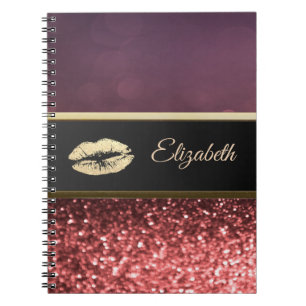Elegante Glitterende Lippen Bokeh Notitieboek