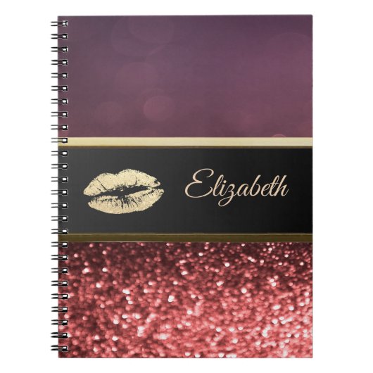 Elegante Glitterende Lippen Bokeh Notitieboek (Voorkant)
