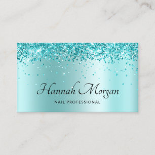 Elegante Glitterige Bleek Turquoise Ombre Visitekaartje