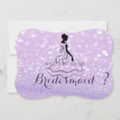 Elegante Glitterige Bokeh, Silhouet Bruidsmeisje K Kaart (Voorkant)