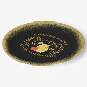 Elegante Glitterij Goud Joodse Vakantie Rosh Hasha Papieren Bordje (Gekanteld)