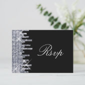 Elegante Glitterij Zwart/Zilveren Glamour RSVP (Staand voorkant)