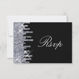Elegante Glitterij Zwart/Zilveren Glamour RSVP Kaartje