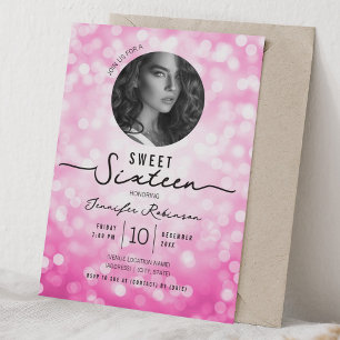 Elegante Glitterlichten Zoete 16 Verjaardag Heet R Kaart