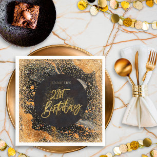 Elegante Glitters 21e Verjaardag Zwart en Goud Servet