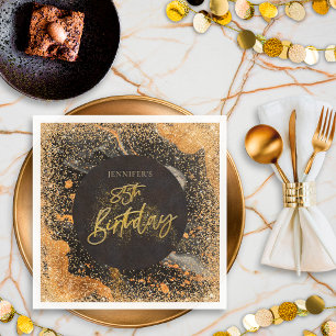 Elegante Glitters 85e Verjaardag Zwart en Goud Servet