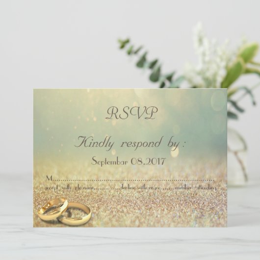 Elegante Glitters, Bokeh, Ringen Trouw RSVP Kaart (Staand voorkant)