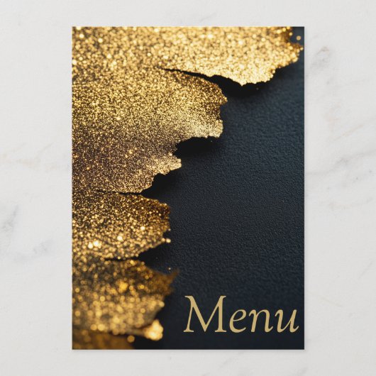 Elegante glitters Glanzende Gouden en Zwarte Menuk Menu (Voorkant)
