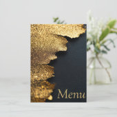 Elegante glitters Glanzende Gouden en Zwarte Menuk Menu (Staand voorkant)