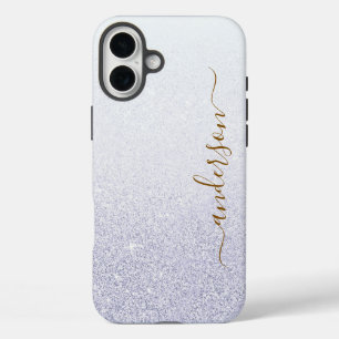 Elegante glitters monogram naam iPhone 16 plus hoesje