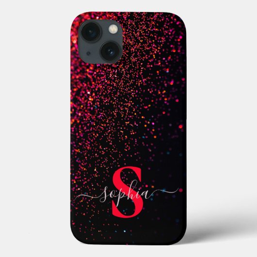 Elegante glitters monogram naam Case-Mate iPhone case (Achterkant)