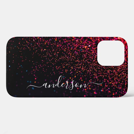 Elegante glitters monogram naam Case-Mate iPhone case (Achterkant (horizontaal))