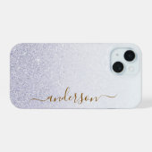 Elegante glitters monogram naam iPhone 15 case (Achterkant horizontaal)