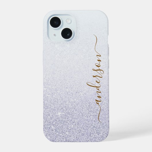 Elegante glitters monogram naam iPhone 15 case (Achterkant)