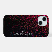 Elegante glitters monogram naam iPhone 15 case (Achterkant horizontaal)