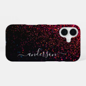 Elegante glitters monogram naam iPhone 16 hoesje (Achterkant horizontaal)