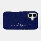 Elegante glitters monogram naam iPhone 16 hoesje (Achterkant horizontaal)