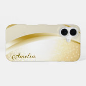 Elegante glitters monogram naam iPhone 16 hoesje (Achterkant horizontaal)