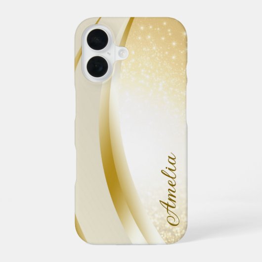 Elegante glitters monogram naam iPhone 16 hoesje (Achterkant)
