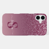 Elegante glitters monogram naam iPhone hoesje (Achterkant horizontaal)