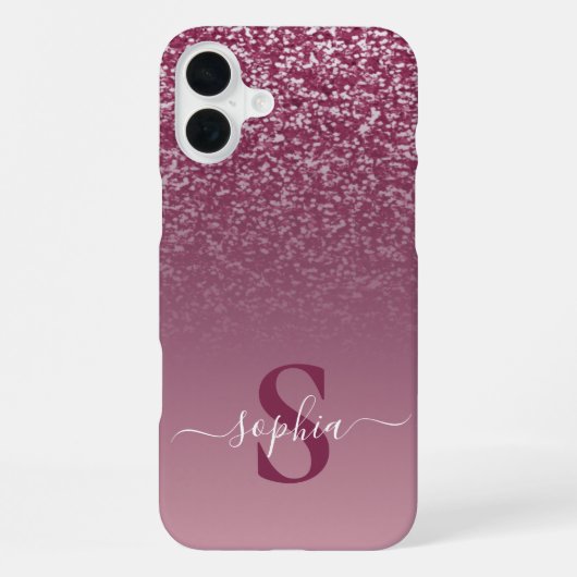 Elegante glitters monogram naam iPhone hoesje (Achterkant)
