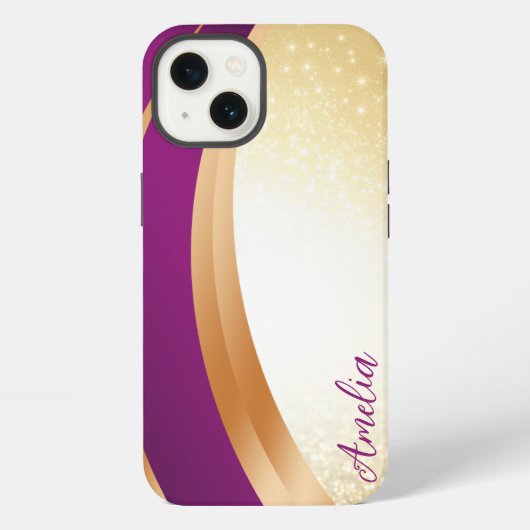 Elegante glitters monogram naam iPhone hoesje (Achterkant)