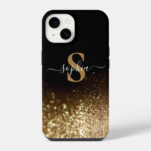 Elegante glitters monogram naam iPhone hoesje (Achterkant)
