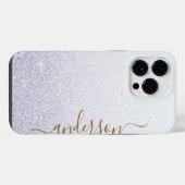 Elegante glitters monogram naam iPhone hoesje (Achterkant horizontaal)