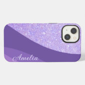 Elegante glitters monogram naam iPhone hoesje (Achterkant horizontaal)