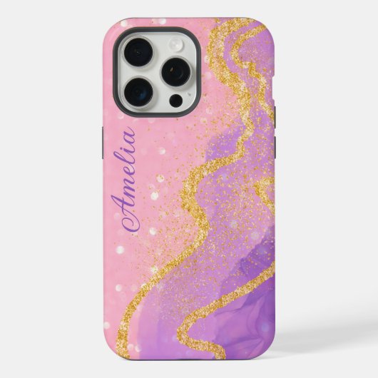 Elegante glitters monogram naam iPhone hoesje (Achterkant)