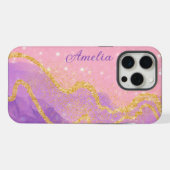 Elegante glitters monogram naam iPhone hoesje (Achterkant horizontaal)