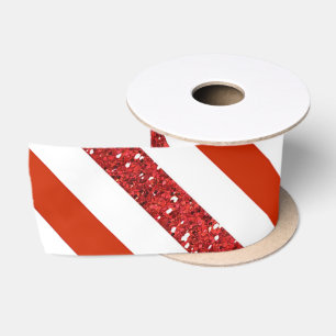 Elegante glitters rode witte strepen, Kerstmis Satijnen Lint