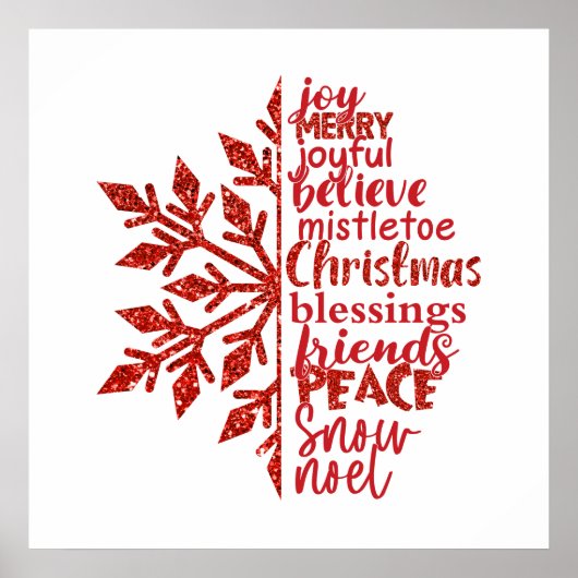 Elegante Glitters Snowflake Kerst Typografie Poster (Voorkant)