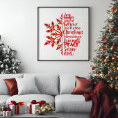 Elegante Glitters Snowflake Kerst Typografie Poster