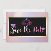 Elegante glitters, tiara afstudeerdatum save the d date (Voorkant)